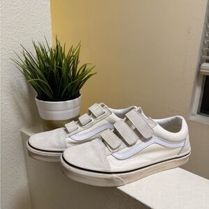 Vans White and Cream Velcro Sneakers Women’s 7
